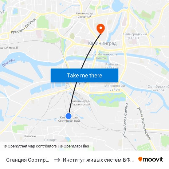 Станция Сортировочная to Институт живых систем БФУ им. Канта map