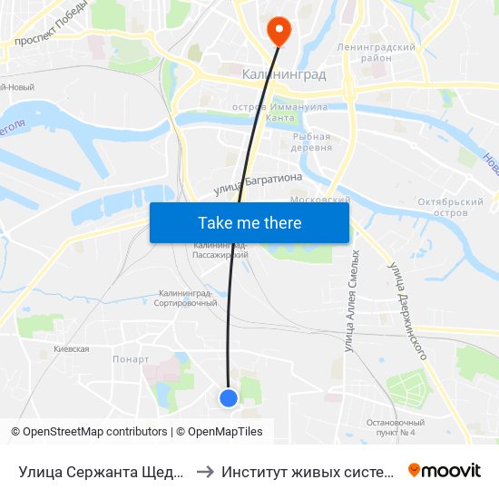 Улица Сержанта Щедина (Из Центра) to Институт живых систем БФУ им. Канта map