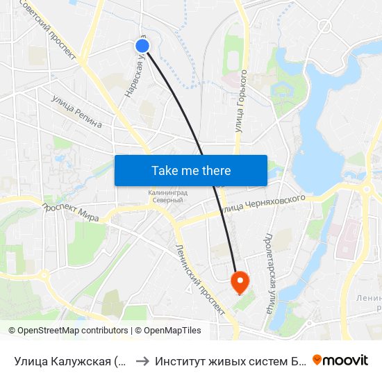 Улица Калужская (Из Центра) to Институт живых систем БФУ им. Канта map