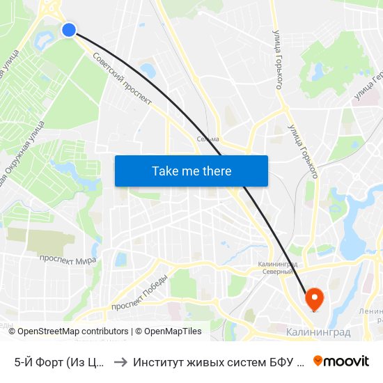 5-Й Форт (Из Центра) to Институт живых систем БФУ им. Канта map