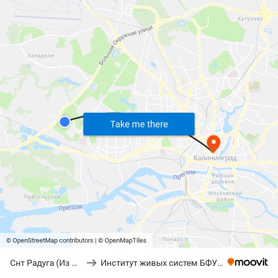 Снт Радуга (Из Центра) to Институт живых систем БФУ им. Канта map