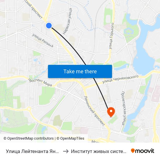 Улица Лейтенанта Яналова (В Центр) to Институт живых систем БФУ им. Канта map