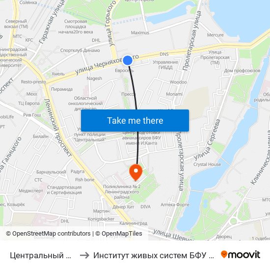 Центральный Рынок to Институт живых систем БФУ им. Канта map