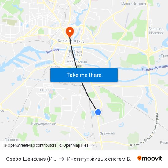 Озеро Шенфлиз (Из Центра) to Институт живых систем БФУ им. Канта map