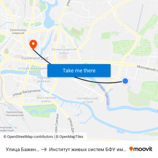 Улица Баженова to Институт живых систем БФУ им. Канта map