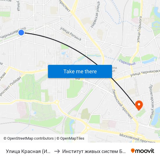 Улица Красная (Из Центра) to Институт живых систем БФУ им. Канта map
