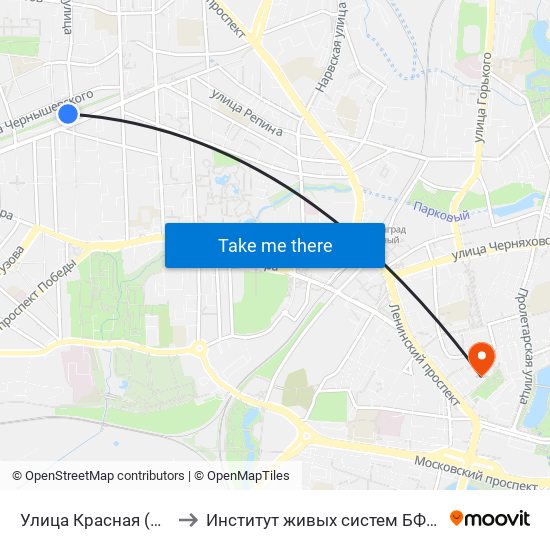 Улица Красная (В Центр) to Институт живых систем БФУ им. Канта map