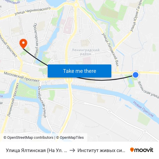 Улица Ялтинская (На Ул. Ялтинской, Из Центра) to Институт живых систем БФУ им. Канта map