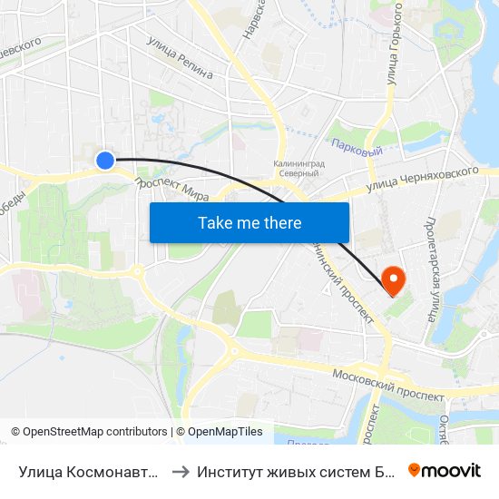 Улица Космонавта Леонова to Институт живых систем БФУ им. Канта map