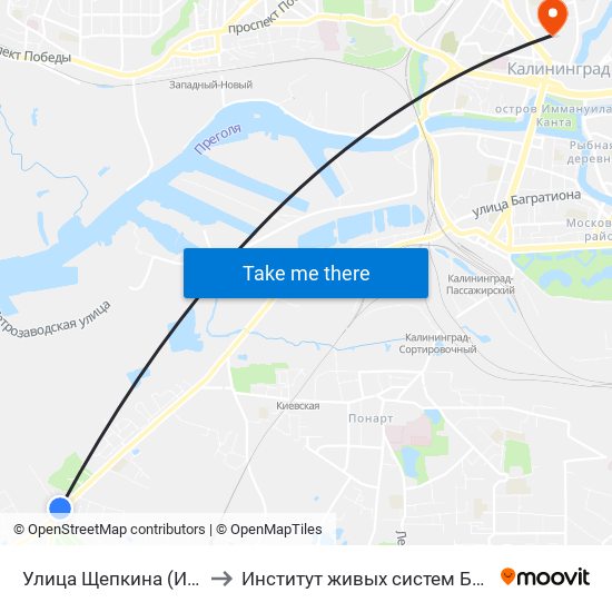 Улица Щепкина (Из Центра) to Институт живых систем БФУ им. Канта map