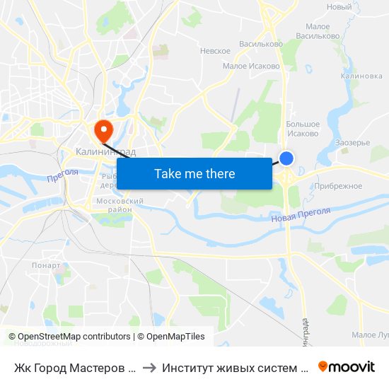 Жк Город Мастеров (Из Центра) to Институт живых систем БФУ им. Канта map