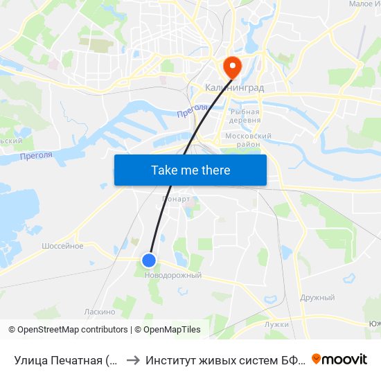 Улица Печатная (В Центр) to Институт живых систем БФУ им. Канта map