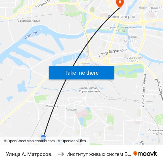 Улица А. Матросова (В Центр) to Институт живых систем БФУ им. Канта map