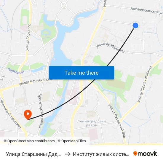 Улица Старшины Дадаева (Конечная) to Институт живых систем БФУ им. Канта map