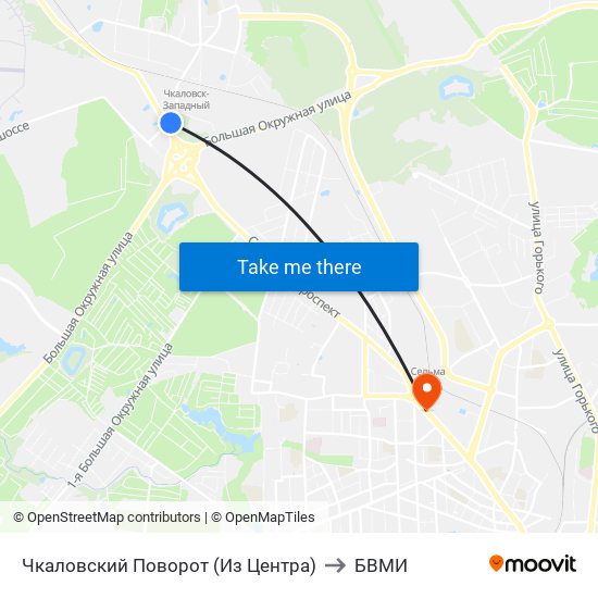 Чкаловский Поворот (Из Центра) to БВМИ map