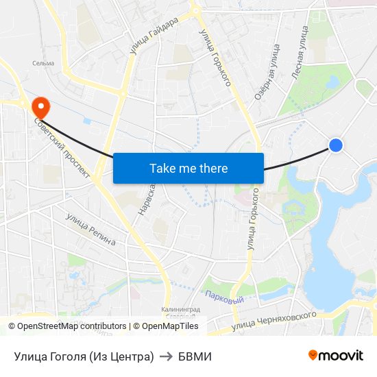 Улица Гоголя (Из Центра) to БВМИ map