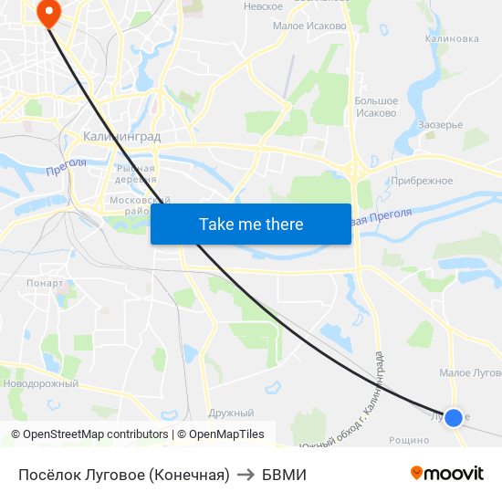 Посёлок Луговое (Конечная) to БВМИ map