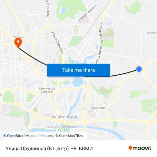 Улица Орудийная (В Центр) to БВМИ map
