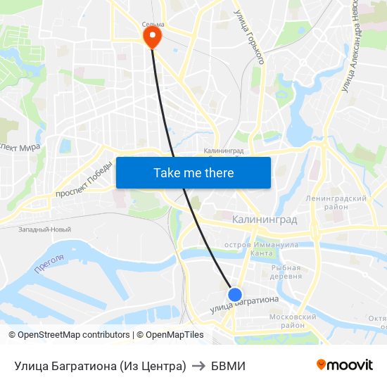 Улица Багратиона (Из Центра) to БВМИ map
