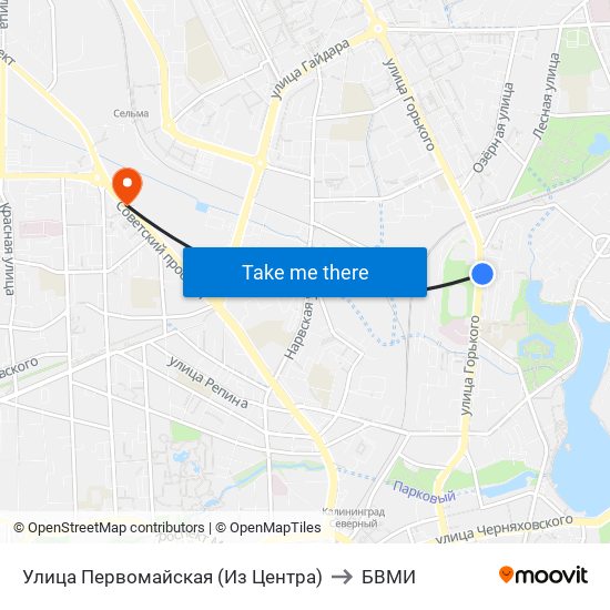 Улица Первомайская (Из Центра) to БВМИ map