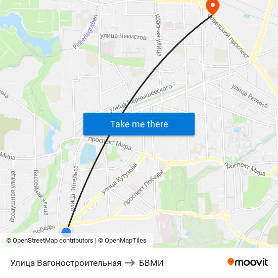 Улица Вагоностроительная to БВМИ map