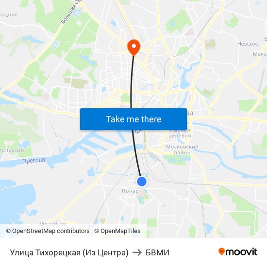 Улица Тихорецкая (Из Центра) to БВМИ map