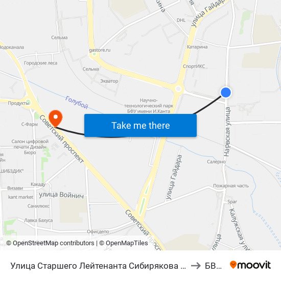 Улица Старшего Лейтенанта Сибирякова (В Центр) to БВМИ map