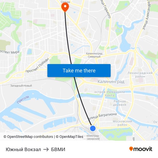 Южный Вокзал to БВМИ map