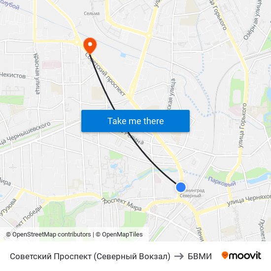 Советский Проспект (Северный Вокзал) to БВМИ map