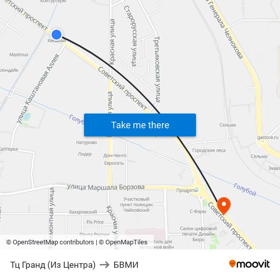 Тц Гранд (Из Центра) to БВМИ map