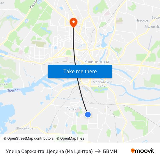 Улица Сержанта Щедина (Из Центра) to БВМИ map