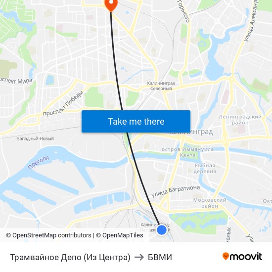 Трамвайное Депо (Из Центра) to БВМИ map