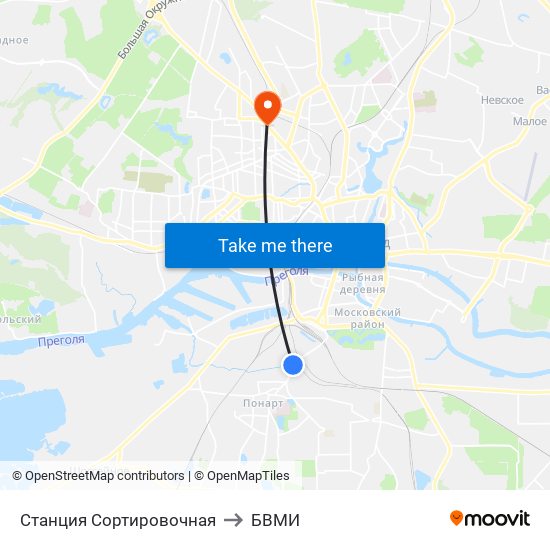 Станция Сортировочная to БВМИ map