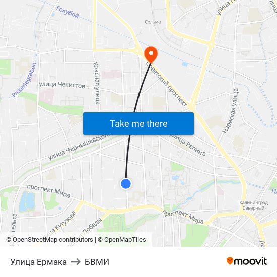 Улица Ермака to БВМИ map