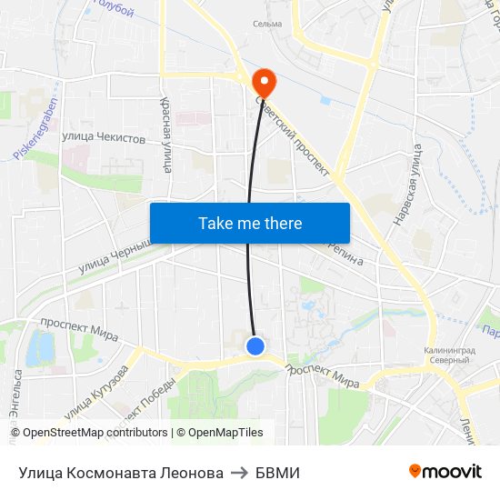 Улица Космонавта Леонова to БВМИ map