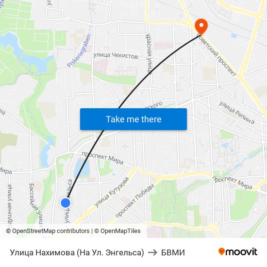 Улица Нахимова (На Ул. Энгельса) to БВМИ map