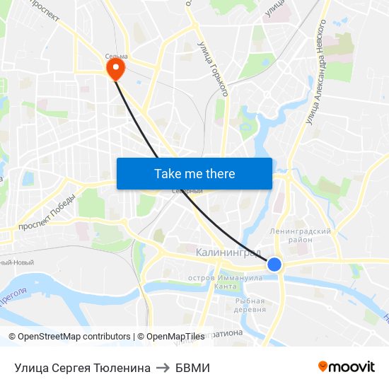 Улица Сергея Тюленина to БВМИ map