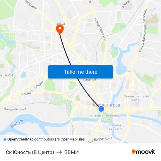 Ск Юность (В Центр) to БВМИ map