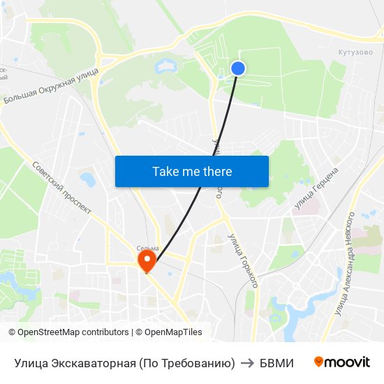 Улица Экскаваторная (По Требованию) to БВМИ map