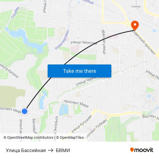 Улица Бассейная to БВМИ map
