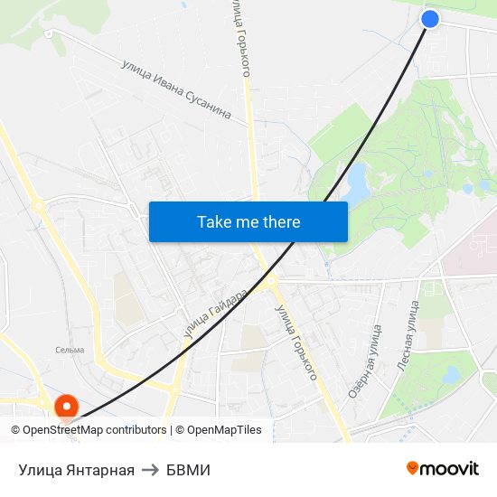 Улица Янтарная to БВМИ map