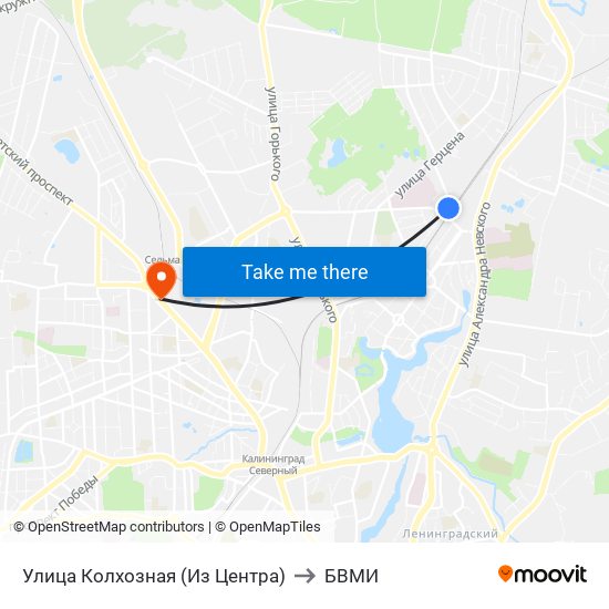 Улица Колхозная (Из Центра) to БВМИ map