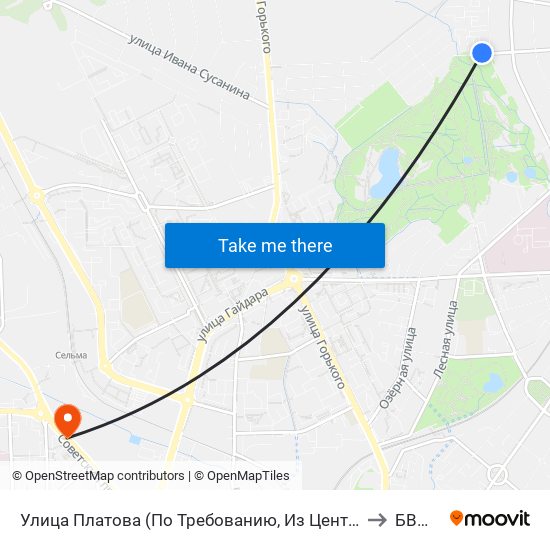 Улица Платова (По Требованию, Из Центра) to БВМИ map