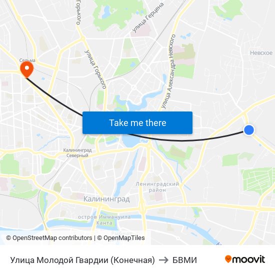 Улица Молодой Гвардии (Конечная) to БВМИ map