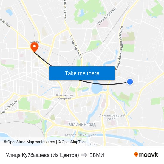 Улица Куйбышева (Из Центра) to БВМИ map