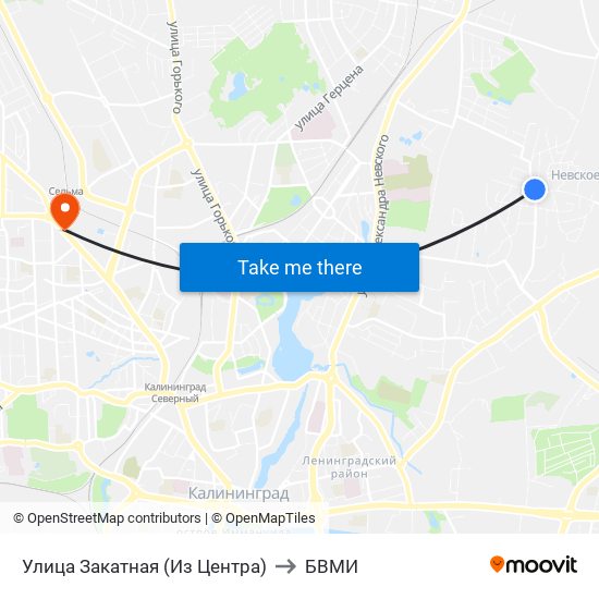 Улица Закатная (Из Центра) to БВМИ map