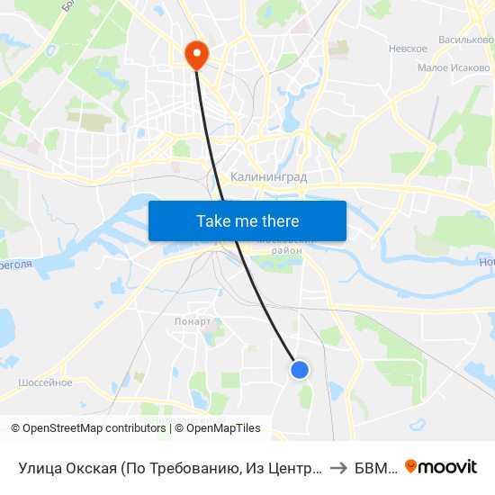 Улица Окская (По Требованию, Из Центра) to БВМИ map