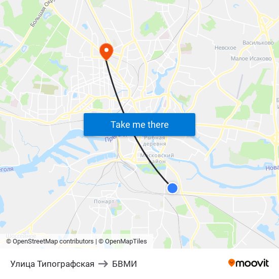 Улица Типографская to БВМИ map