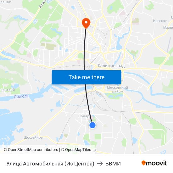 Улица Автомобильная (Из Центра) to БВМИ map