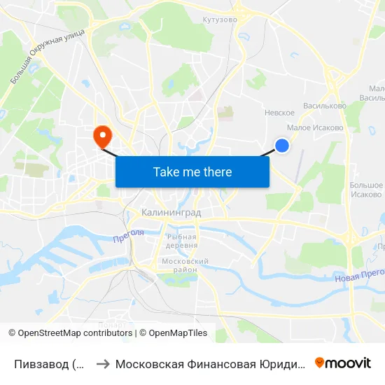 Пивзавод (В Центр) to Московская Финансовая Юридическая Академия map